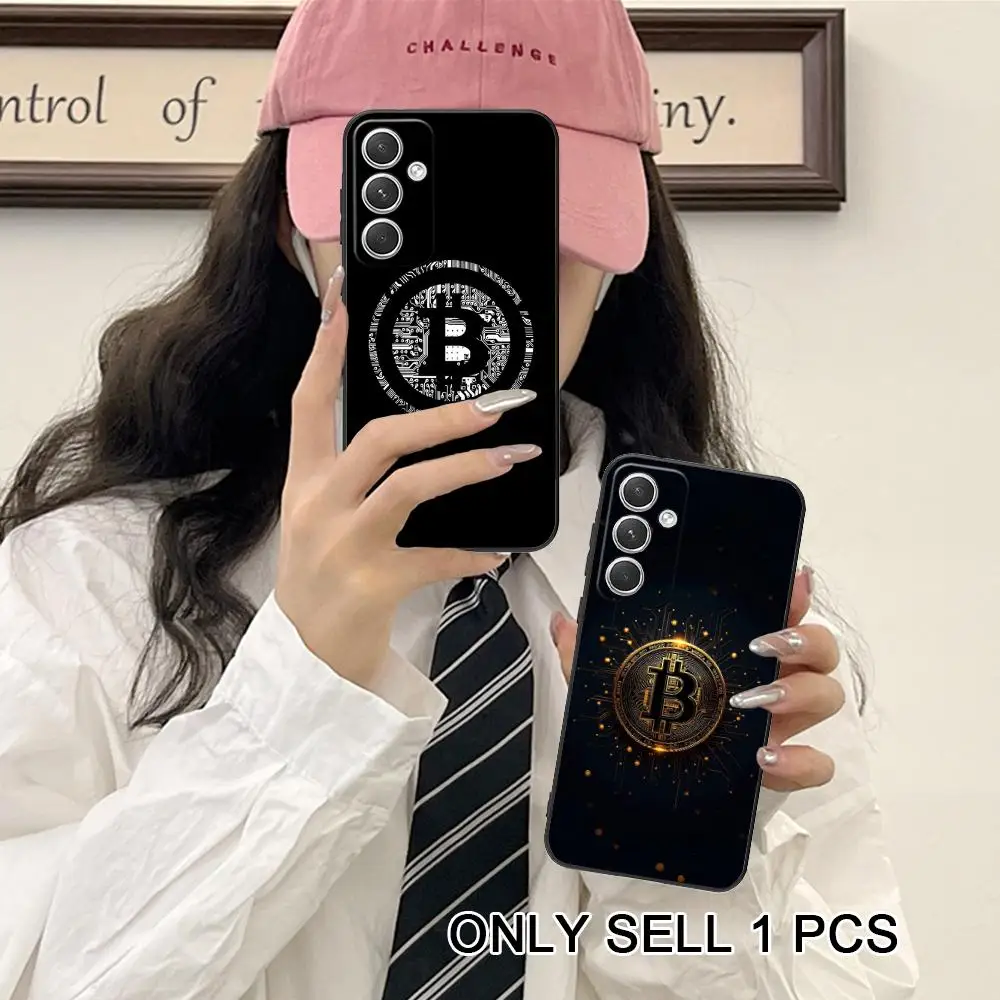 Bitcion Pattern Phone Case for Samsung Galaxy S26 S25 S24 S23 S22 S21 S20 Note20 Plus FE Ultra Soft TPU Shockproof Cover