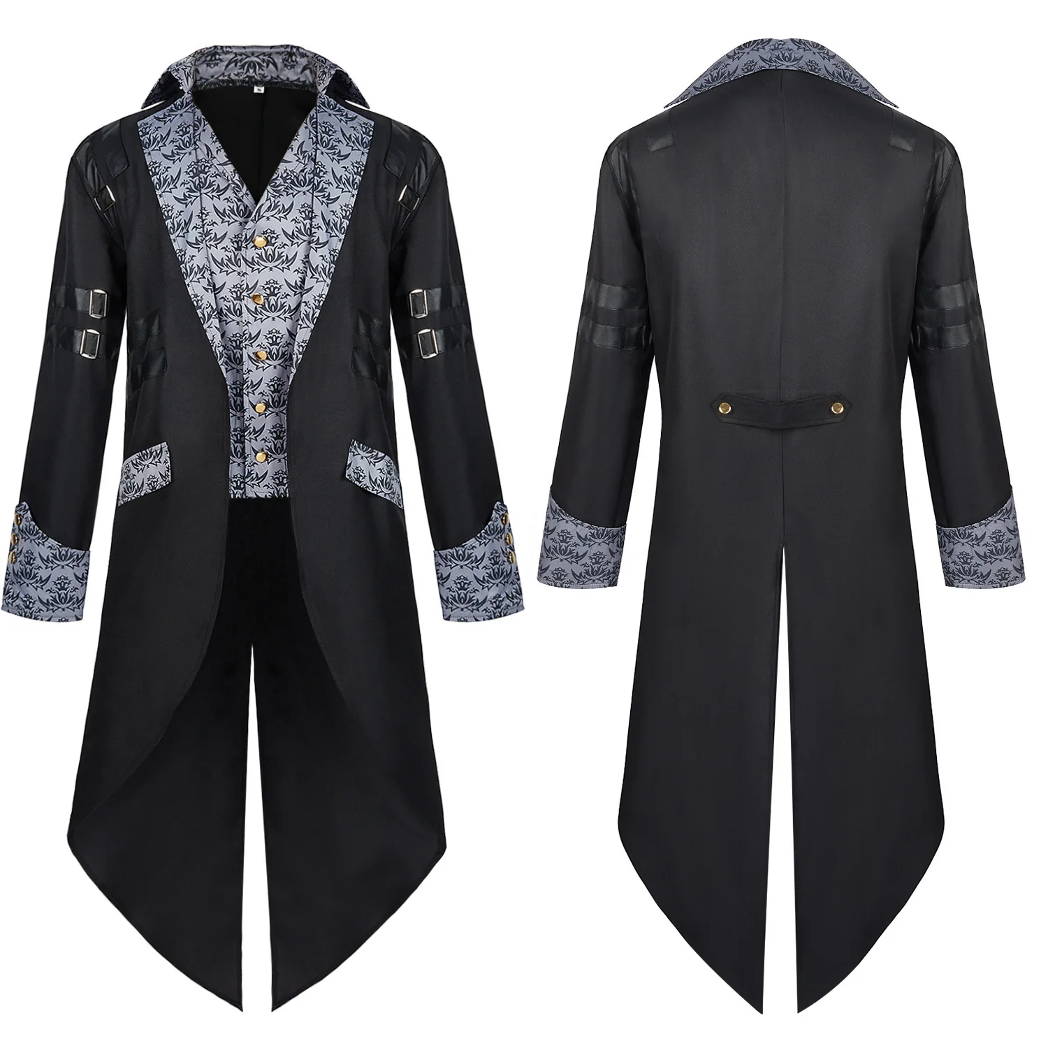 

Gothic St Punk Vintage Tailcoat loween Victorian Era Adventure Men's Tailcoat Ethnic Costume Stage Costume for Men