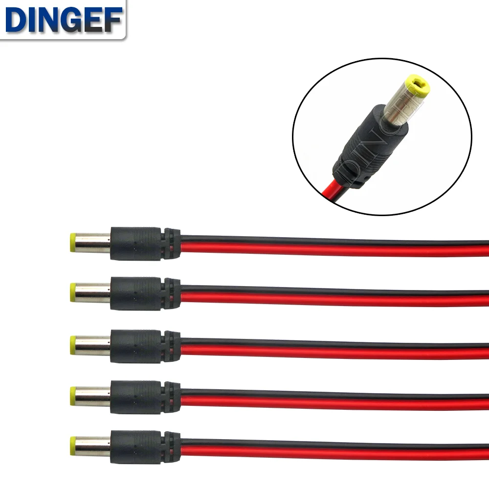 5PCS DC Power Male Female Cable 12V Plug DC Adapter Cable Plug Connector For CCTV Camera DC Plug 5.5*2.1mm 5.5x2.1 5.5x2.1mm