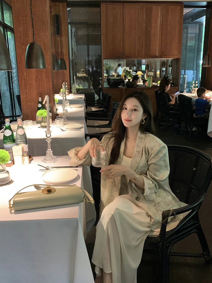 

Yum 2023 New Faion Linen Women's Suit Series Casual Sli Ladies' Blouse Regular Sve Long Summer Collection