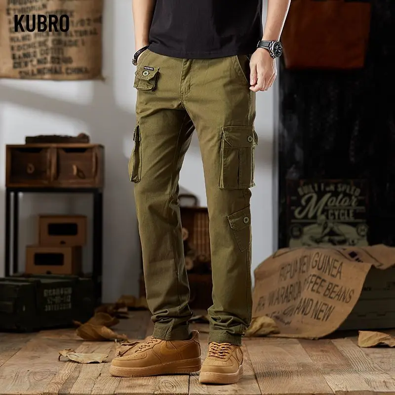 

Men Cargo Jogger Pants Autumn Winter American Retro Straight Slim Trousers Multi Pocket Overalls Hip Hop Streetwear Cargo Pants