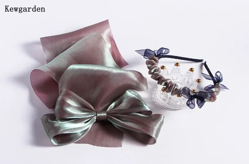 Kewgarden Wholesale Shiny Voile Ribbon 8cm 12cm width Handmade Tape DIY Bowknot Hair Accessories Gift Packing Riband 22 Yards