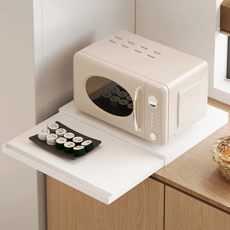 Tablero extraíble, bandeja para horno microondas, estante de almacenamiento con banco de trabajo de verduras para organización de encimera de cocina, diseño que ahorra espacio