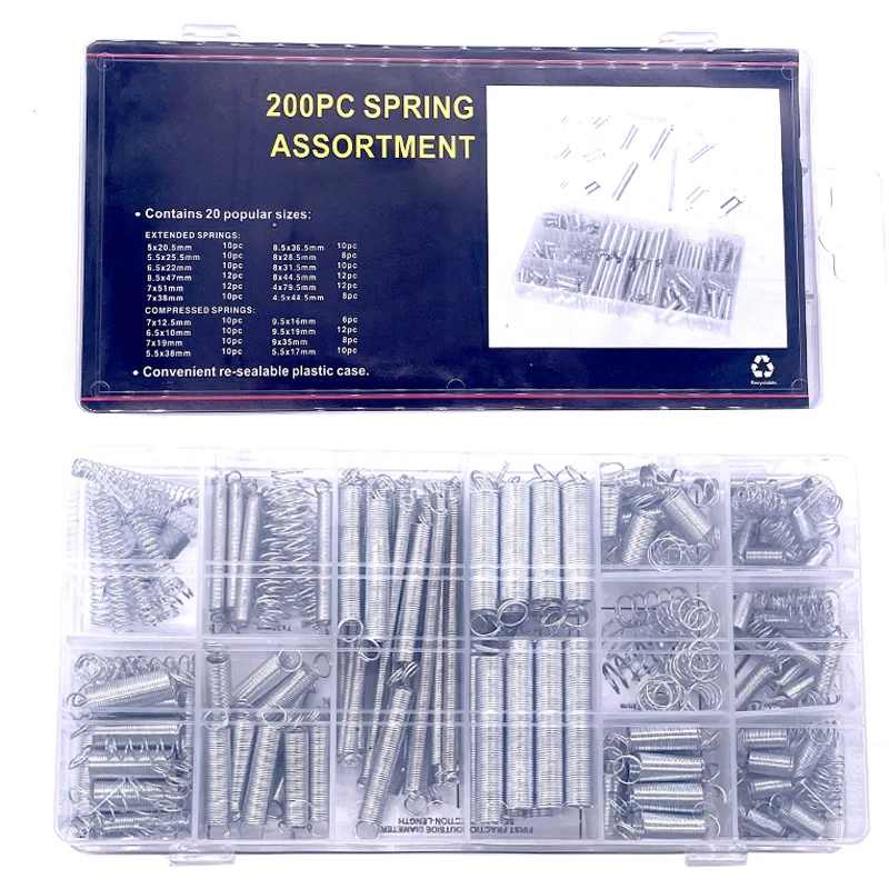 200PCS Set Hardware Tension Spring Compression Spring Kit Electrical Hardware Torsional And Extension Springs Set
