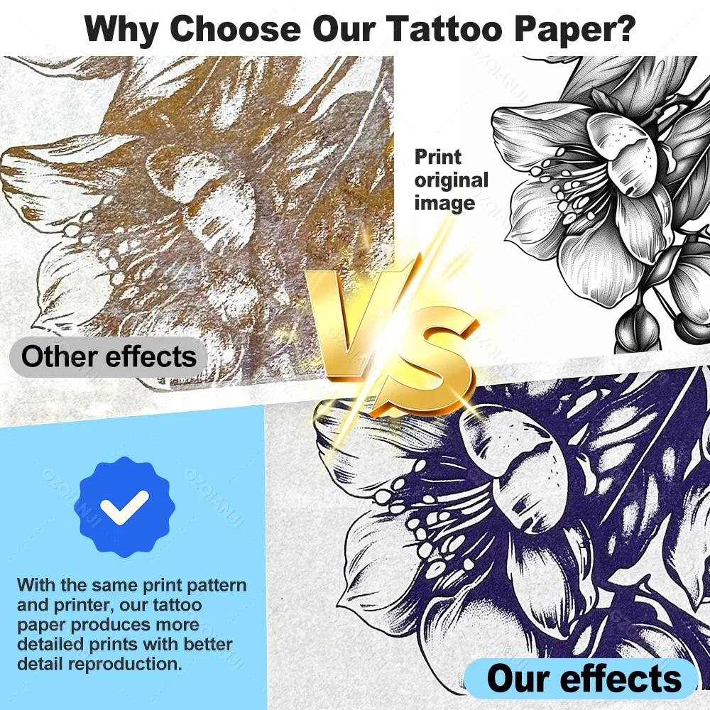 HD 100/50/30/20/10 ชิ้นกระดาษถ่ายโอนรอยสักขนาด A4 รอยสักกระดาษลายฉลุคาร์บอนกระดาษถ่ายเอกสารความร้อนสำหรับเครื่องถ่ายโอนรอยสัก