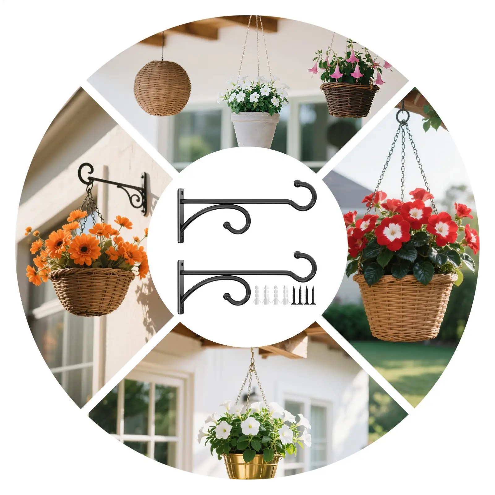 Plant Hooks For Wall 2 Pieces Metal Flower Pot Holder Plant Hooks For Flower Pots Baskets Wind Chimes Bird Feeders Bird Houses - view 4
