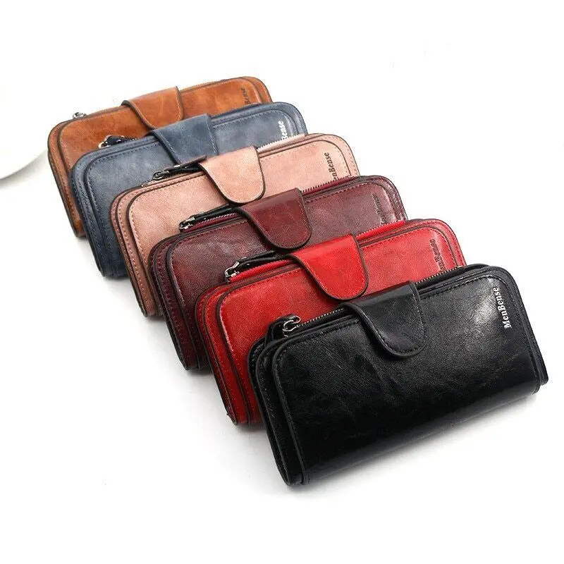 

Fashion Women's Wallet PU Leather Wallets Three Fold Vintage Womens Purse Wallet Large Capacity Multi-function Multi Card Slot