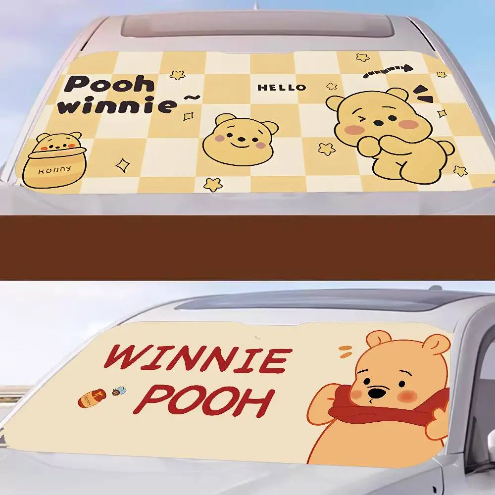 W-Winnies-The-P-Poohs Car Sunshade Window Sunshade Sunblock Front Windshield Hood Interior Front Baffle Double Sunshade view 4