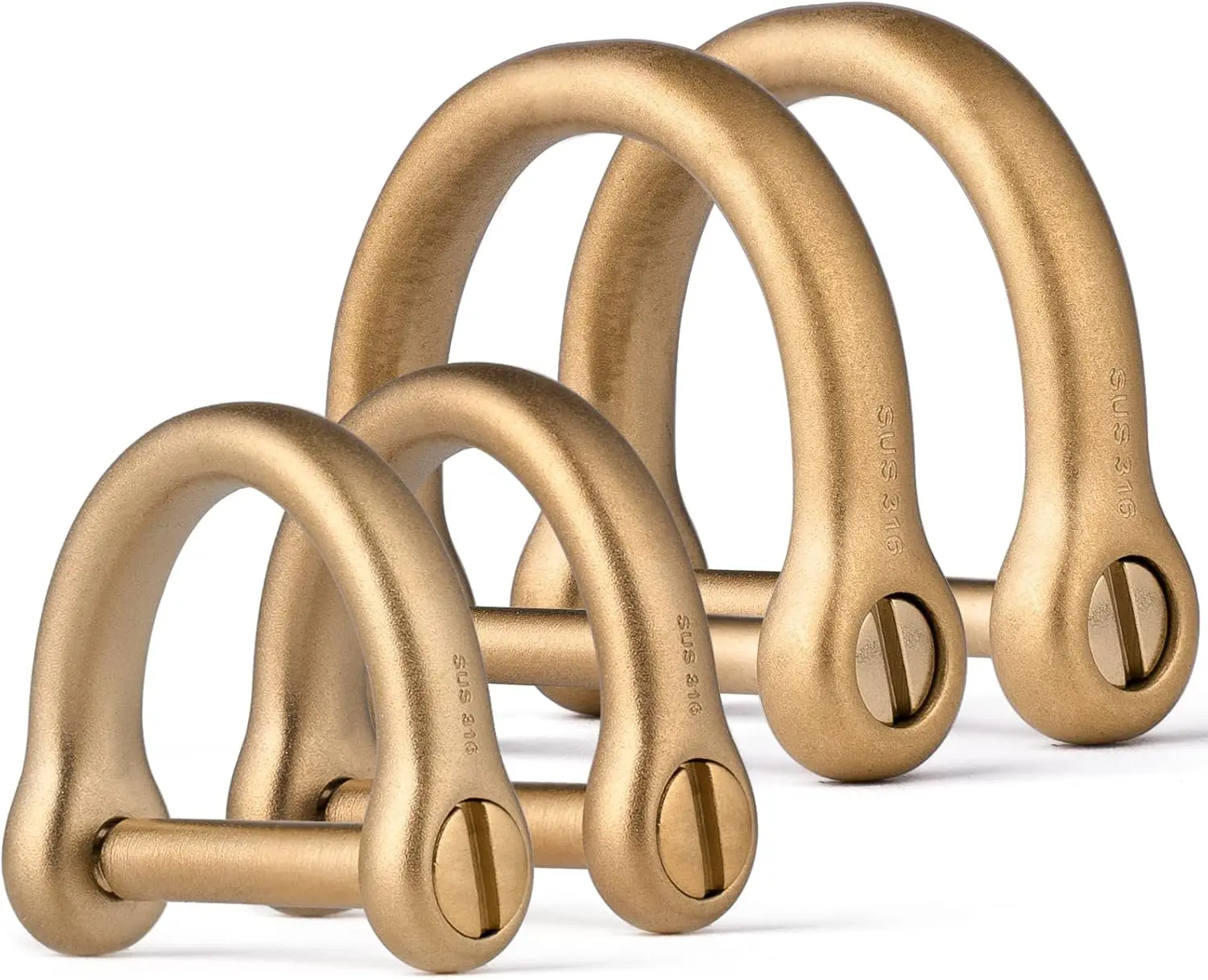 FEGVE D Ring Keychain, Durable D Shape Key Ring for Car keys, Horseshoe Clasp with Screw Shackle -（Load Bearing: 50lb）4 pcs D Ri