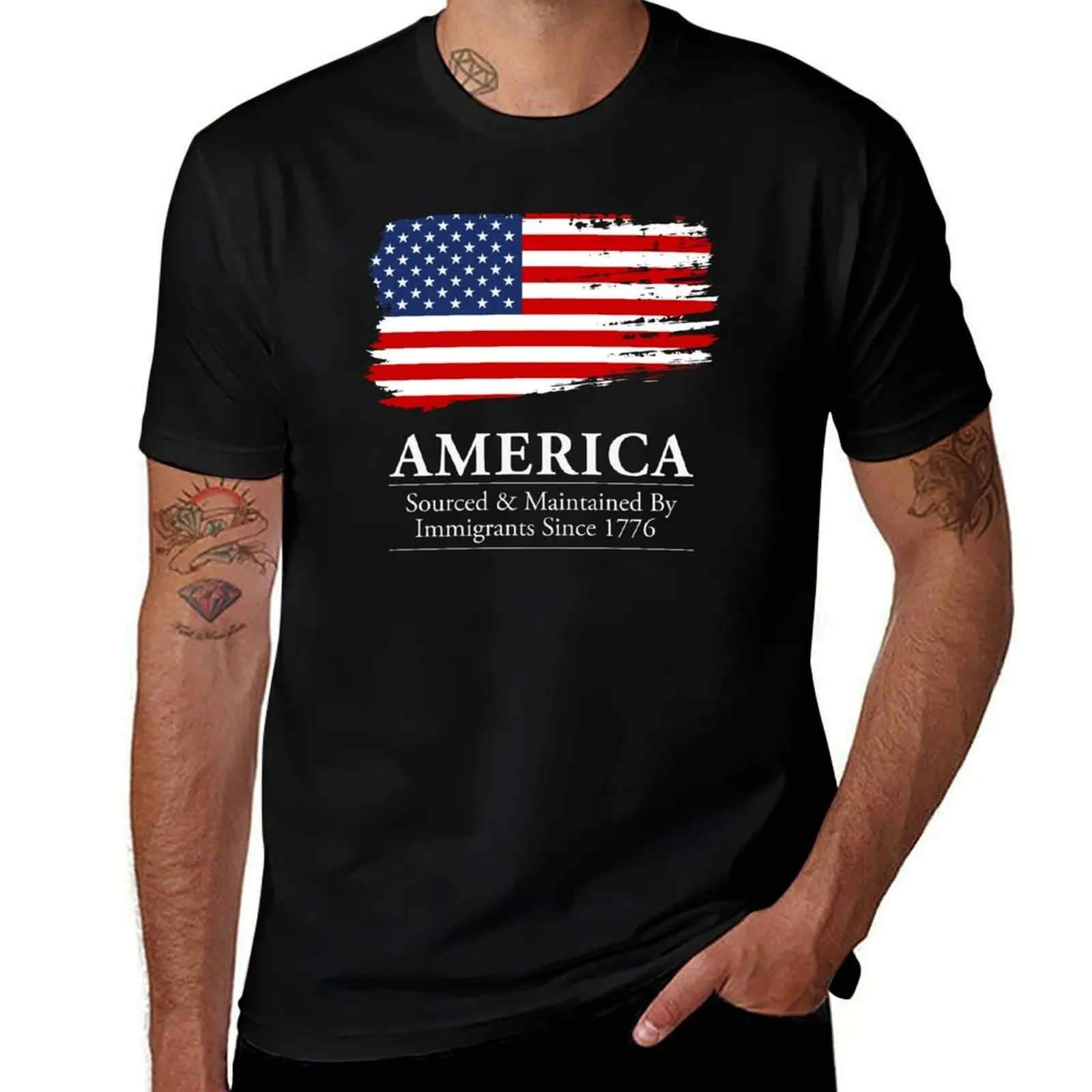 America: Sourced & Maintained By Immigrants Since 1776 T-Shirt t shirts for man pack cotton T-Shirt