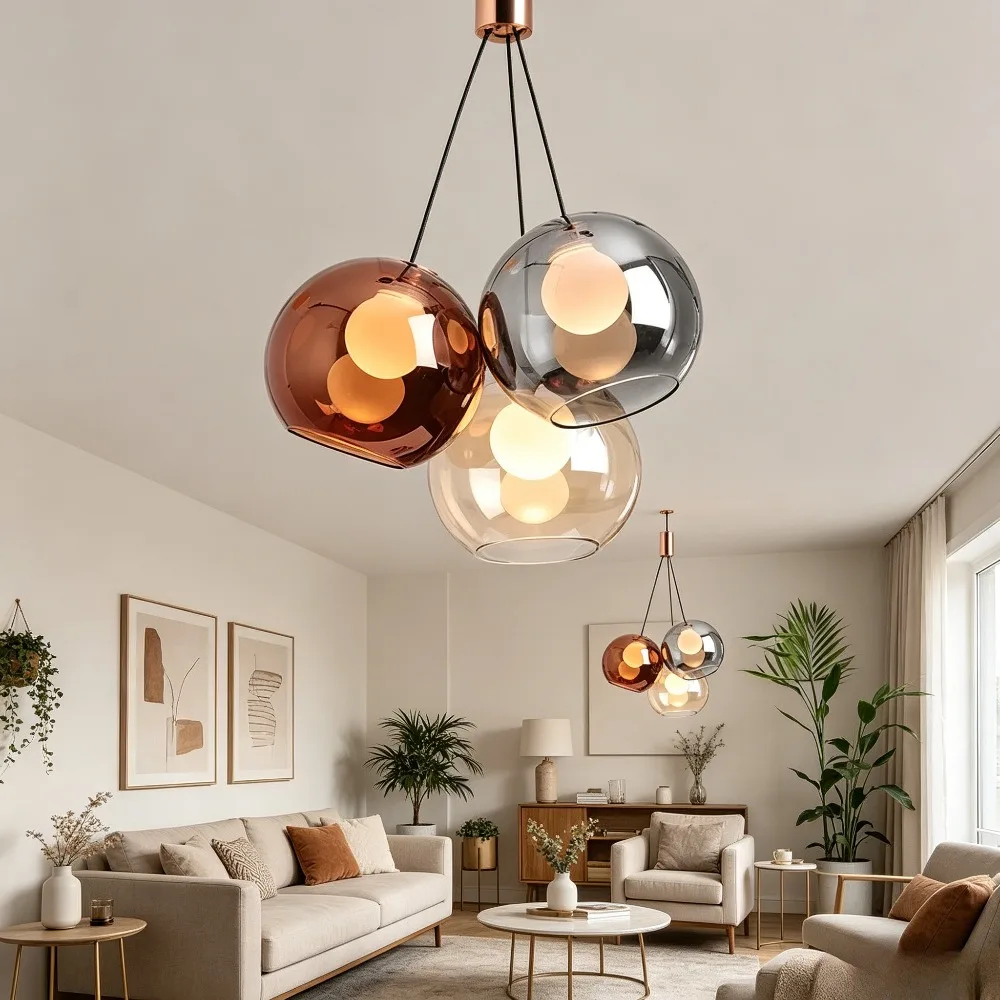 Nordischer Stil Bubble-Glas-Kugel-Kronleuchter Hängelampe Modernes Stilvolles Design Pendelleuchte für Esszimmer Kommerzielle Bar Café