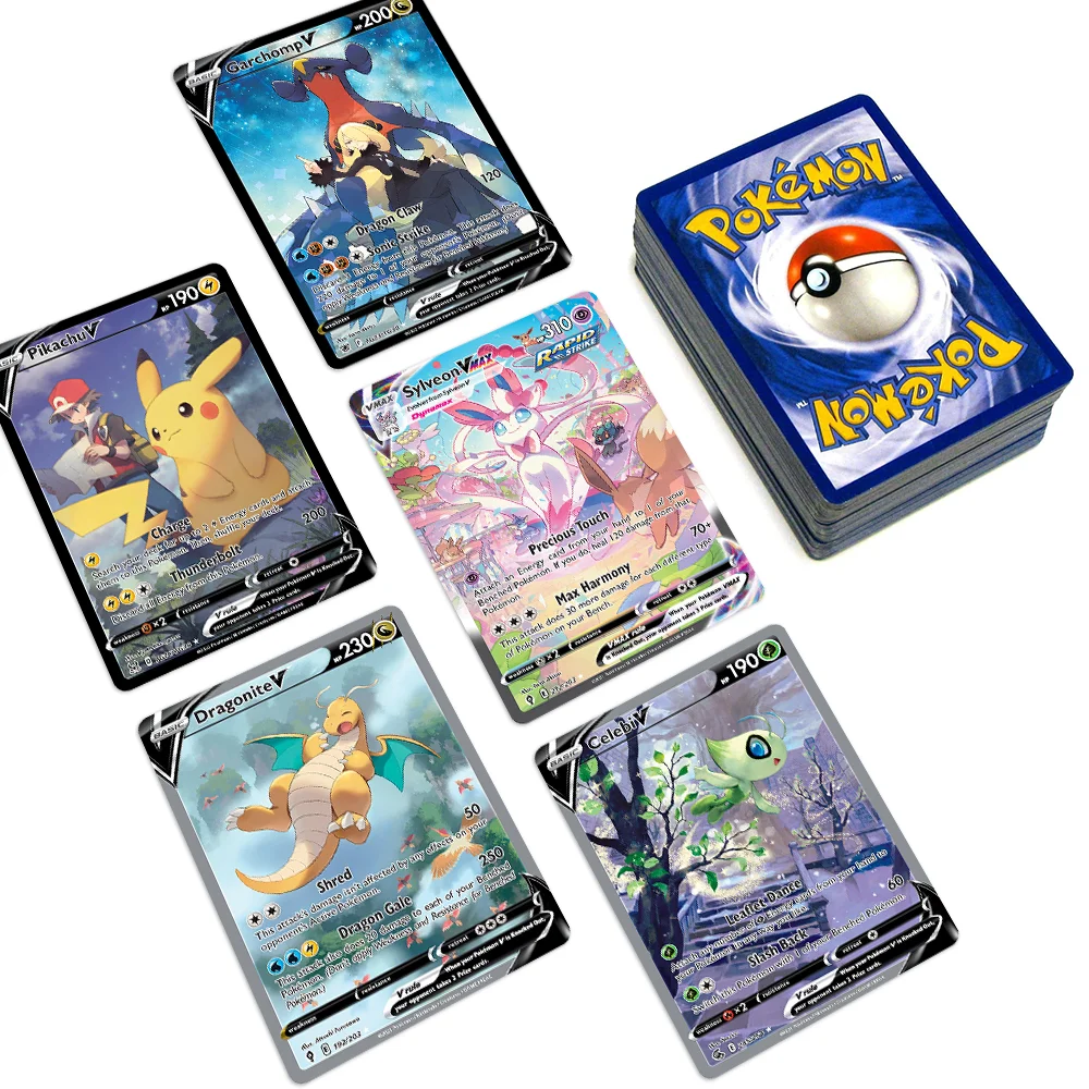 PKM Cards Charizard Vmax Dragonite Celebi Sylveon Vmax Single Foil Cards Classic Game Collection Cards PTCG Proxy Cards