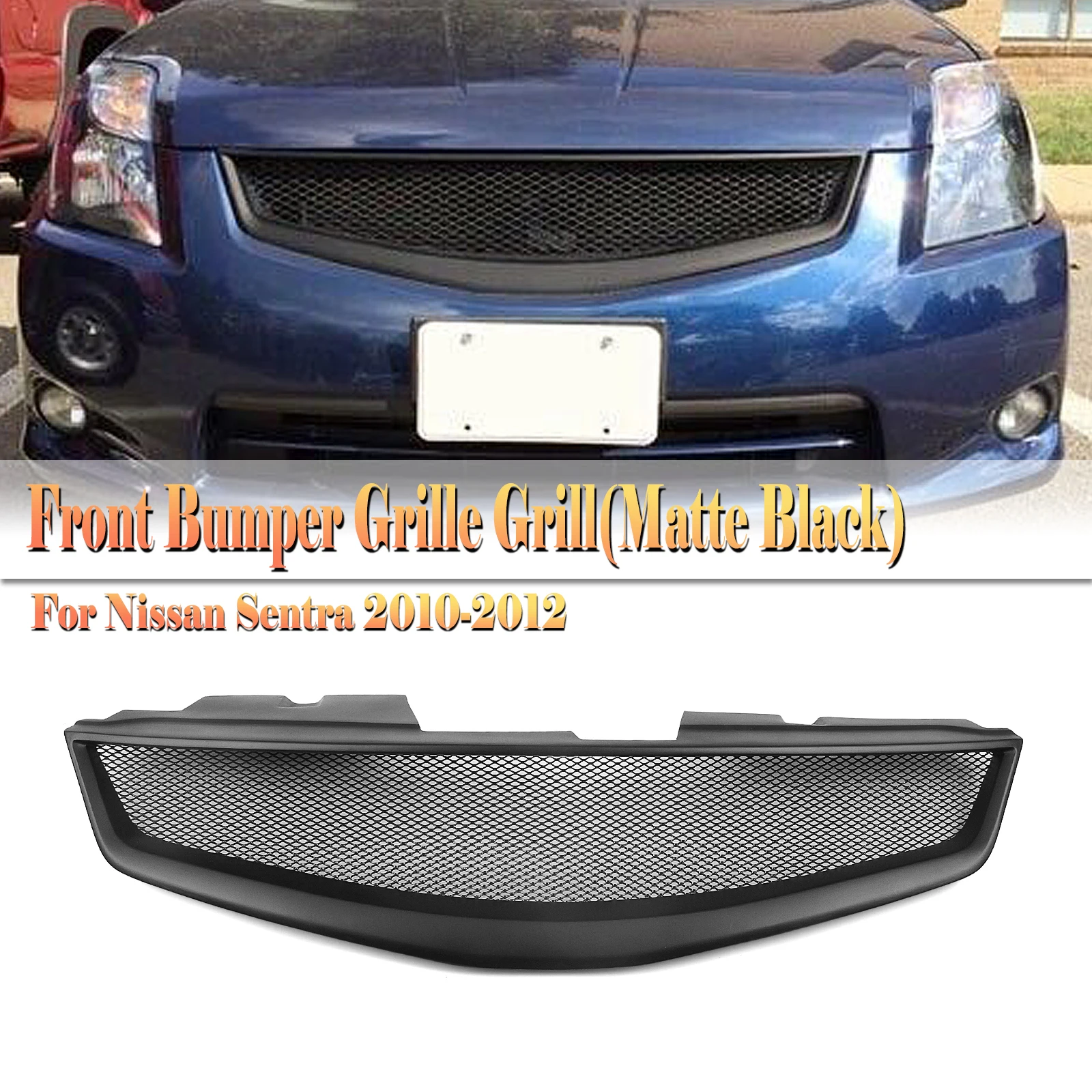 Racing Grill Front Grille For Nissan Sentra 2.0/ 2.0 S/2.0 SL 2010-2012 Real Carbon Fiber/Fiberglass Upper Bumper Hood Mesh Grid