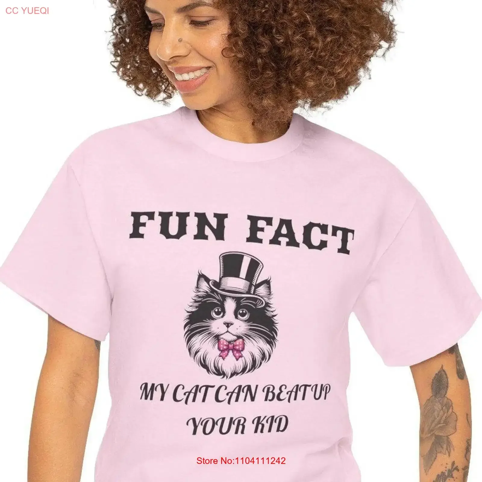 Fact Cat Lover T Shirt Fun My Can Beat Up Your Kid vintage Lavado Ropa de calle unisex Ropa de diseñador Cómodo Transpirable