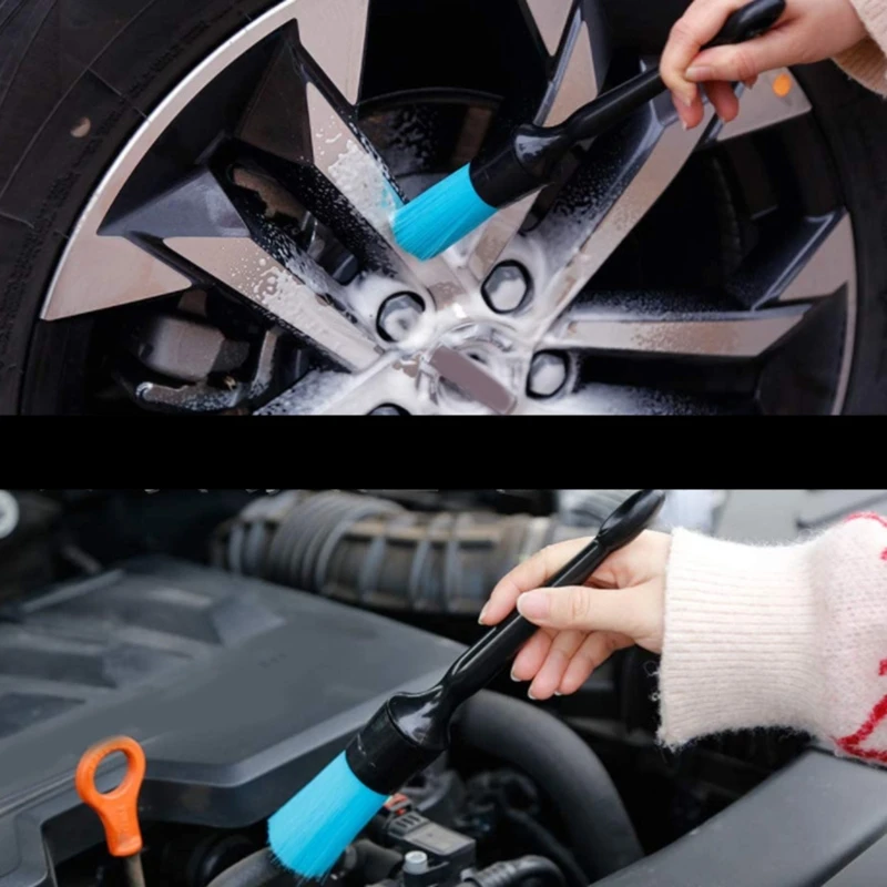 R9CC 3Pcs Car Detailing Brush Set Soft Fiber Brush For Car Cleaning Detailing Brush Dashboard Air Outlet Wheel Brush