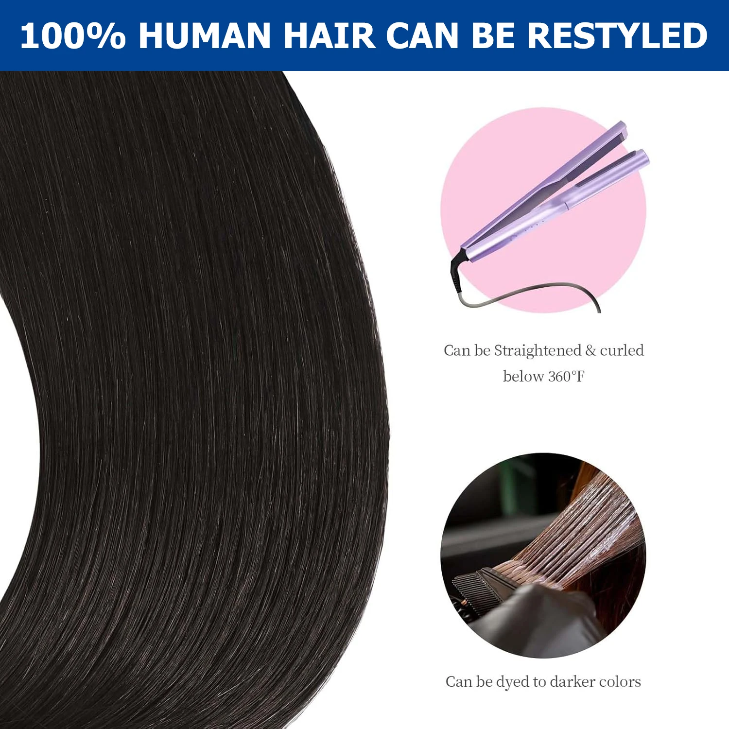 Bande droite d'os dans les Extensions de cheveux couleur naturelle trame de peau bande sans couture d'unité centrale dans les Extensions de cheveux humains pour Salon de haute qualité