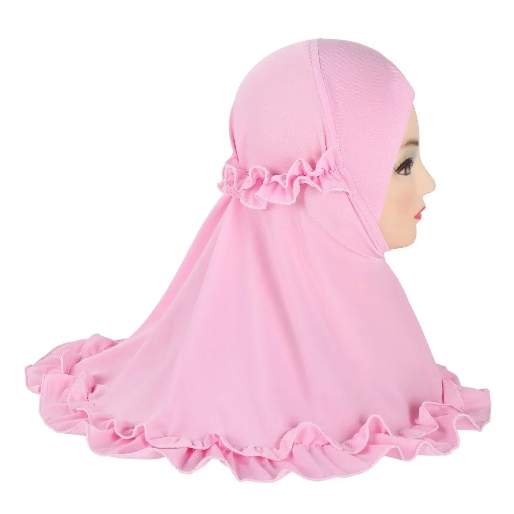 

New With Crinkles Ruffled Hem Hijab Soft Cute Girl's Head Scarf Lightweight Breathable Turban Caps Festival