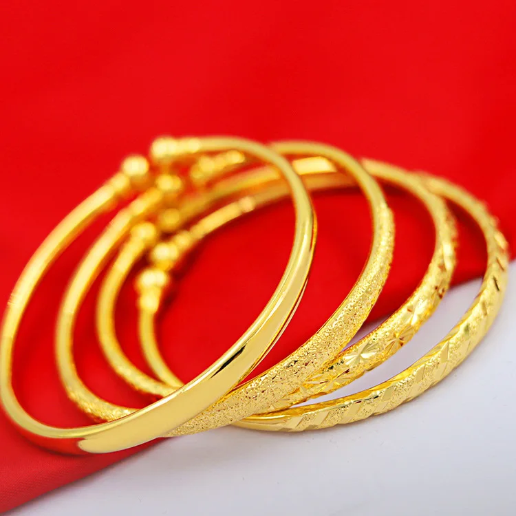 9999 Real Gold 24K Fashion Thickened Gold Women's, Gold Gypsy Meteor Shower Opening Bracelet