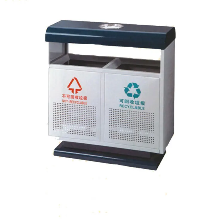 Outdoor large stainless steel trash can double classification trash can municipal scenic area community
