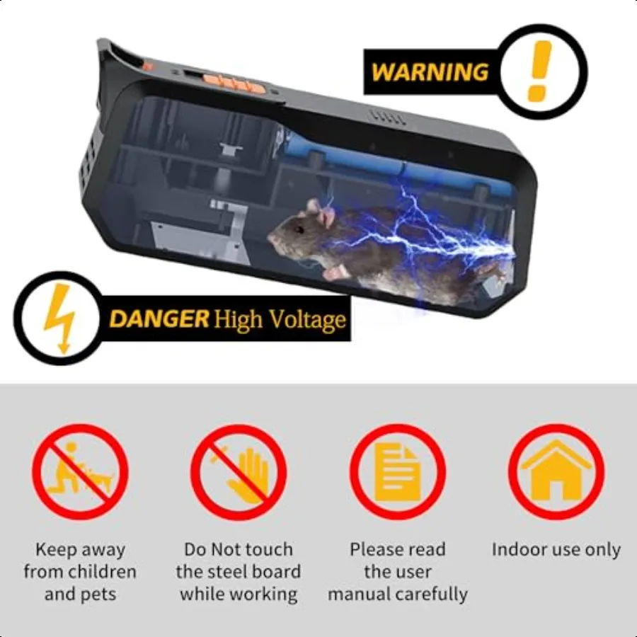 Electric Mouse Trap lndoor Reusable Humane Trap with Ant Escape Design Rodent Zapper Strong Voltage Efective for Mice in Living