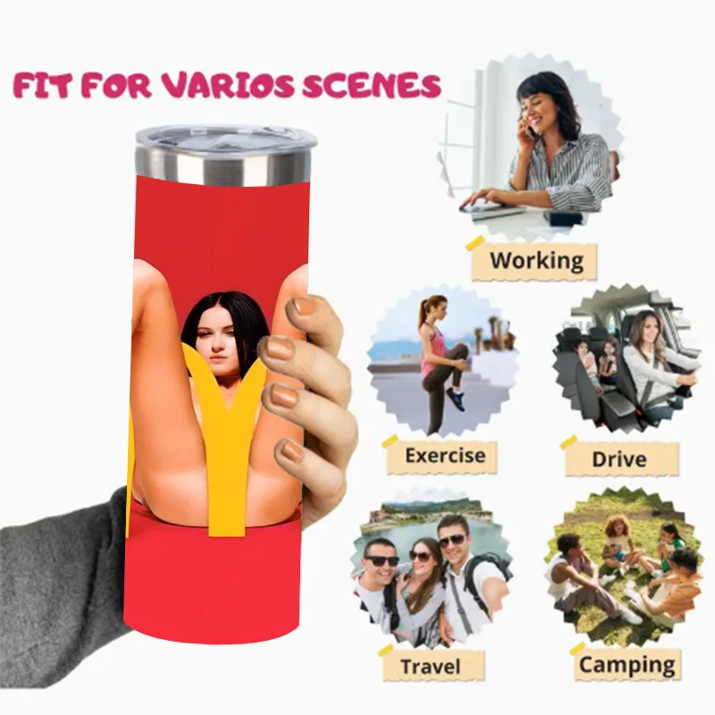 

Stainless steel thermos bottle 20 ounces, with straw and lid, decorated with trendy pictures, as a gift, birthday gift