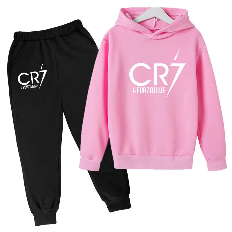 Children\'s Clothing Coat CR7 Brand Casual Competition Sportswear Boys Girls Letter Printed Hoodie/trousers 2P Sports Jogging Set