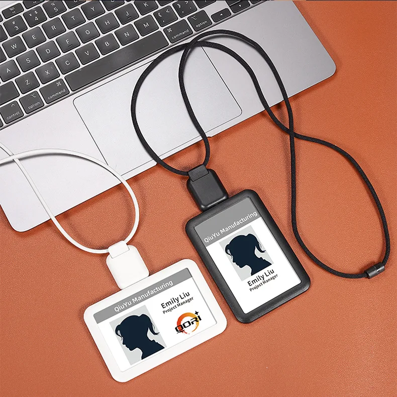Retractable Silicone Lanyard Badge Holder, Employee ID Identification Card Chest Credential Sleeve
