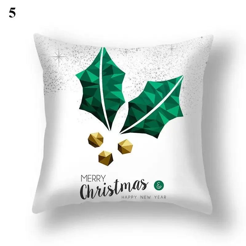 Cartoon Comfort Cushion Cover Pillowcase Christmas  Green Santa Snowflake Elk Print