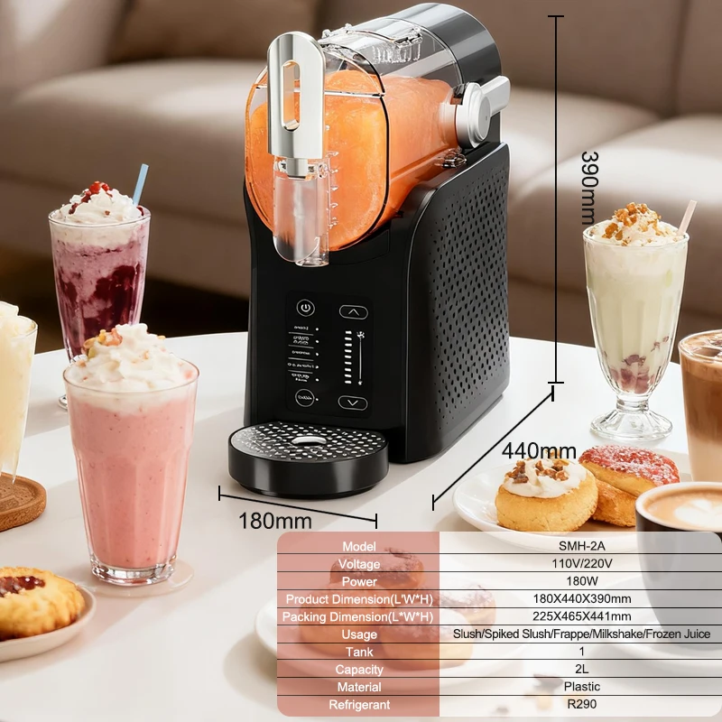 ماكينة طين، ماكينة صنع مشروبات Fro-Zen الاحترافية سعة 2 لتر، 5 برامج محددة مسبقًا وتحكم مستقل في درجة الحرارة، من أجل Frappes، Milkshake