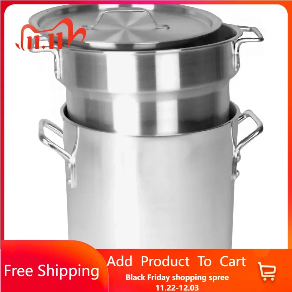 20 Quart Aluminum Heavy Gauge Double Boiler Satin Finish