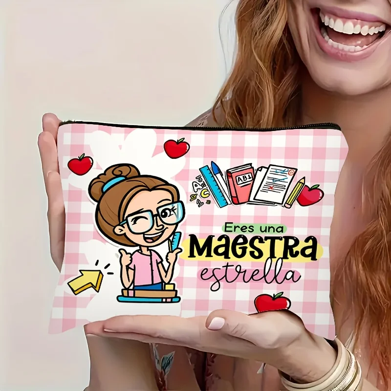 Cartoon Teacher Maestra Art Pattern Design Multifunctional Daily Makeup Bags Item Storage Pouch Bag Trendy for Women Bag