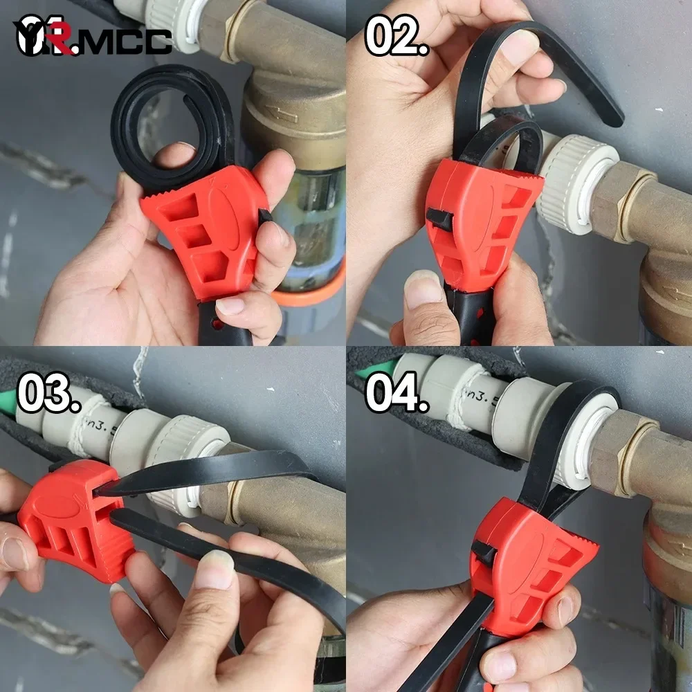 6/8inch Adjustable Belt Wrench Cartridge Disassembly Repair Tool Strap Opener Chain Oil Filter Puller Spanner Auto Accessories