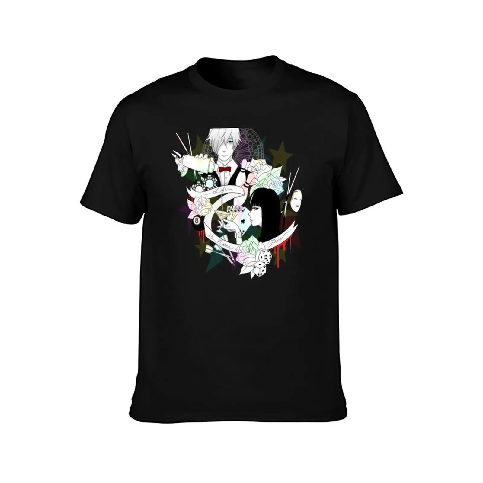 Death Parade Classic T-Shirt, Summer Casual Cotton Tee, Oversized Streetwear Tops, Vintage Graphic Print, Loose Fit Short Sleeve