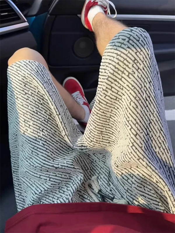 

Men's Summer Beach Vacation Striped Shorts Five-Point Lazy Style Loose Fit Casual Pants Breathable Lightweight Thin Material