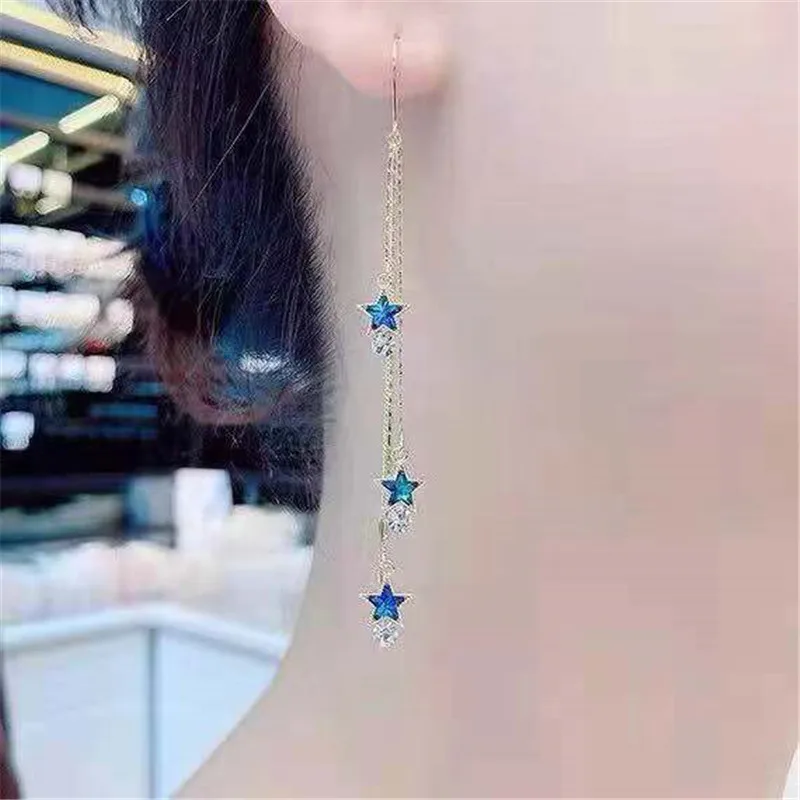 Vergoldete Kristallblatt-Quasten-Tropfenohrringe für Frauen, glänzende Zirkon-Blume, baumelnde Ohrringe, Hochzeit, Schmuck, Geschenk, Y2k – Detail 21