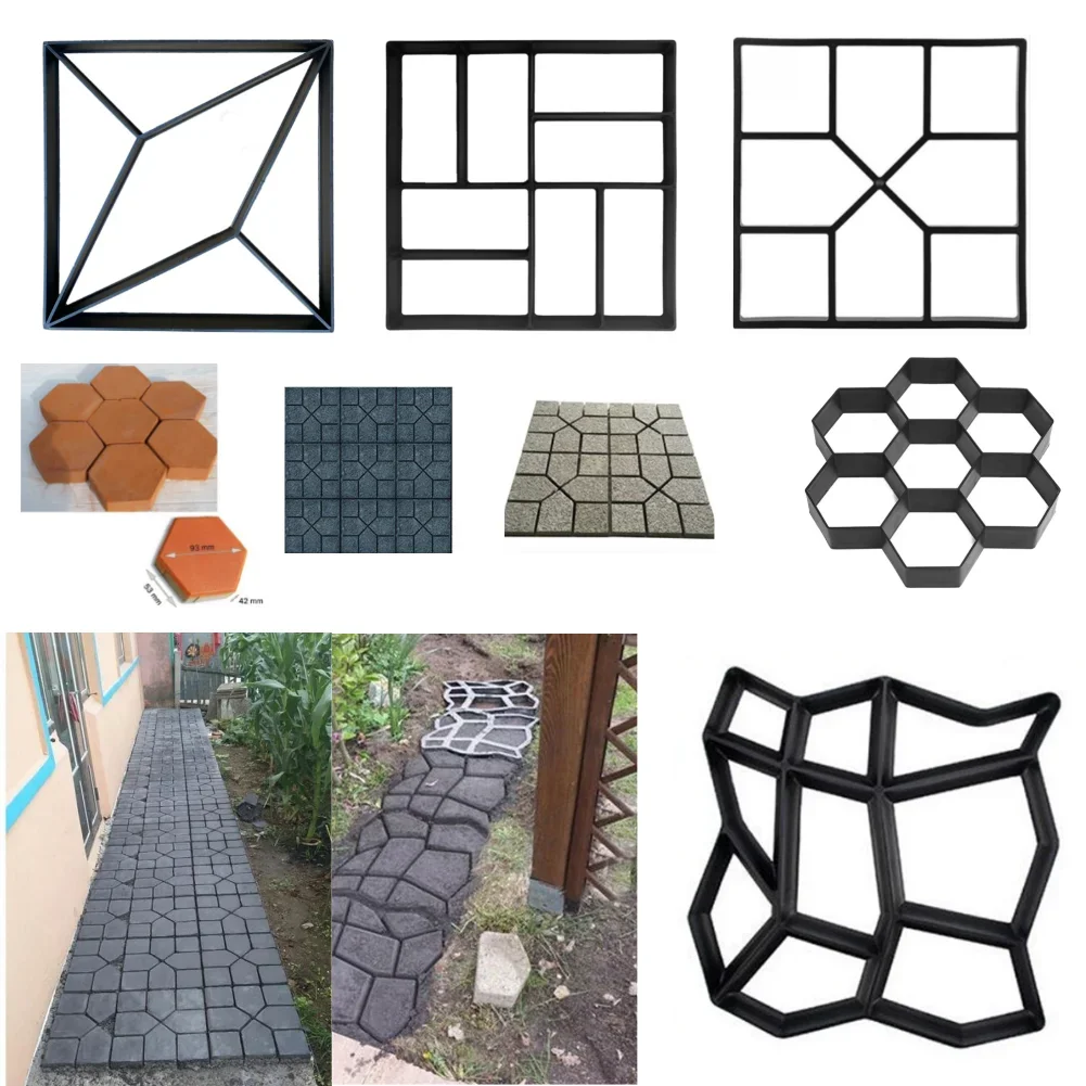 Garden Mold Walk Pavement Reusable DIY Manually Paving Cement Brick Stone Road Concrete Molds Manually Paving Garden Decoration