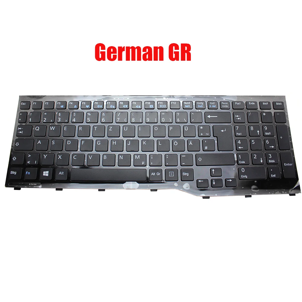 Laptop Keyboard For Fujitsu For LifeBook AH522 AH552 CP612624-01 AEFS6001010 German GR Black With Frame New