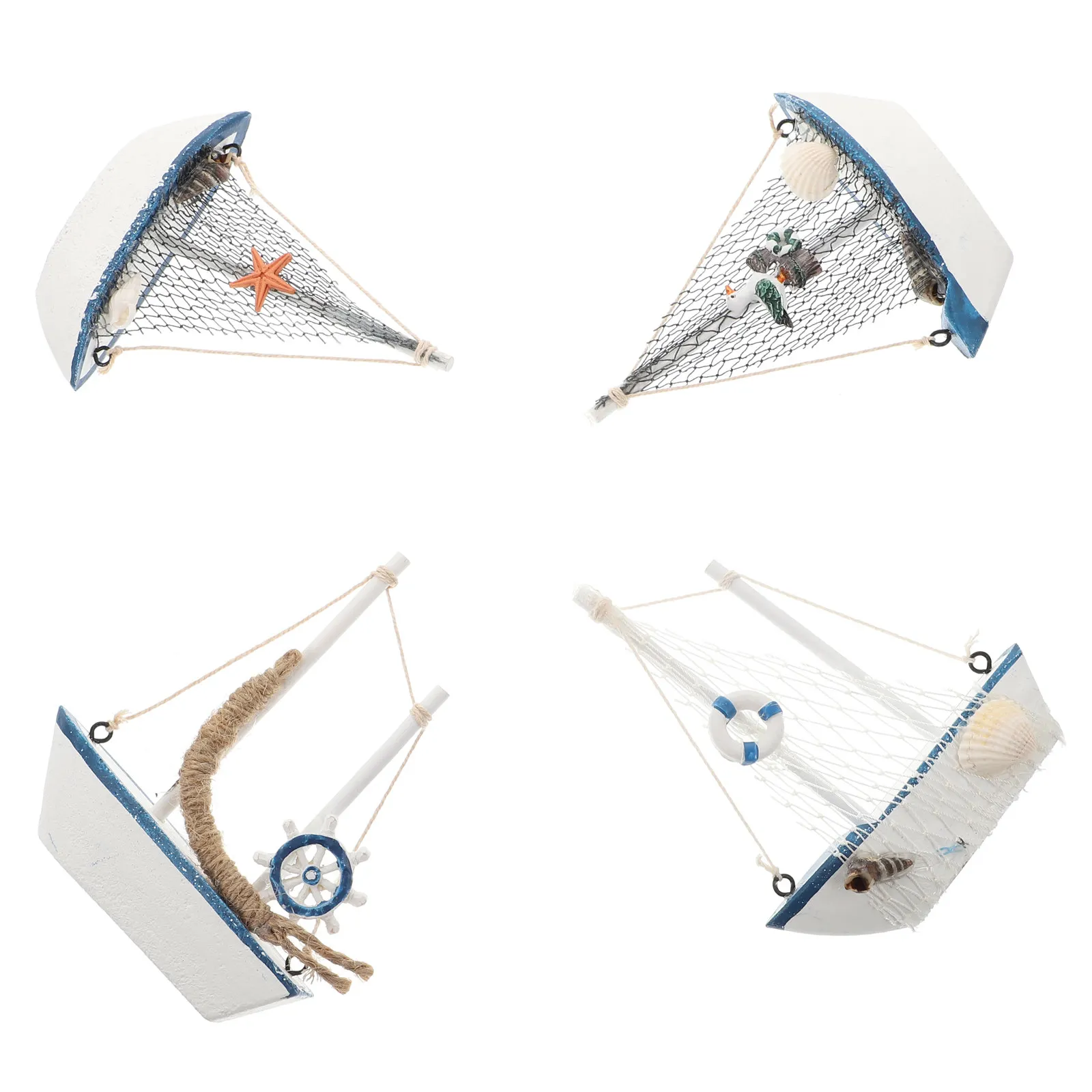 

4Pcs Sailboat Wooden Small Decoration Elegant Home Office Coffee Shop Nautical Miniature Sailing Boat Birthday Wedding Festival