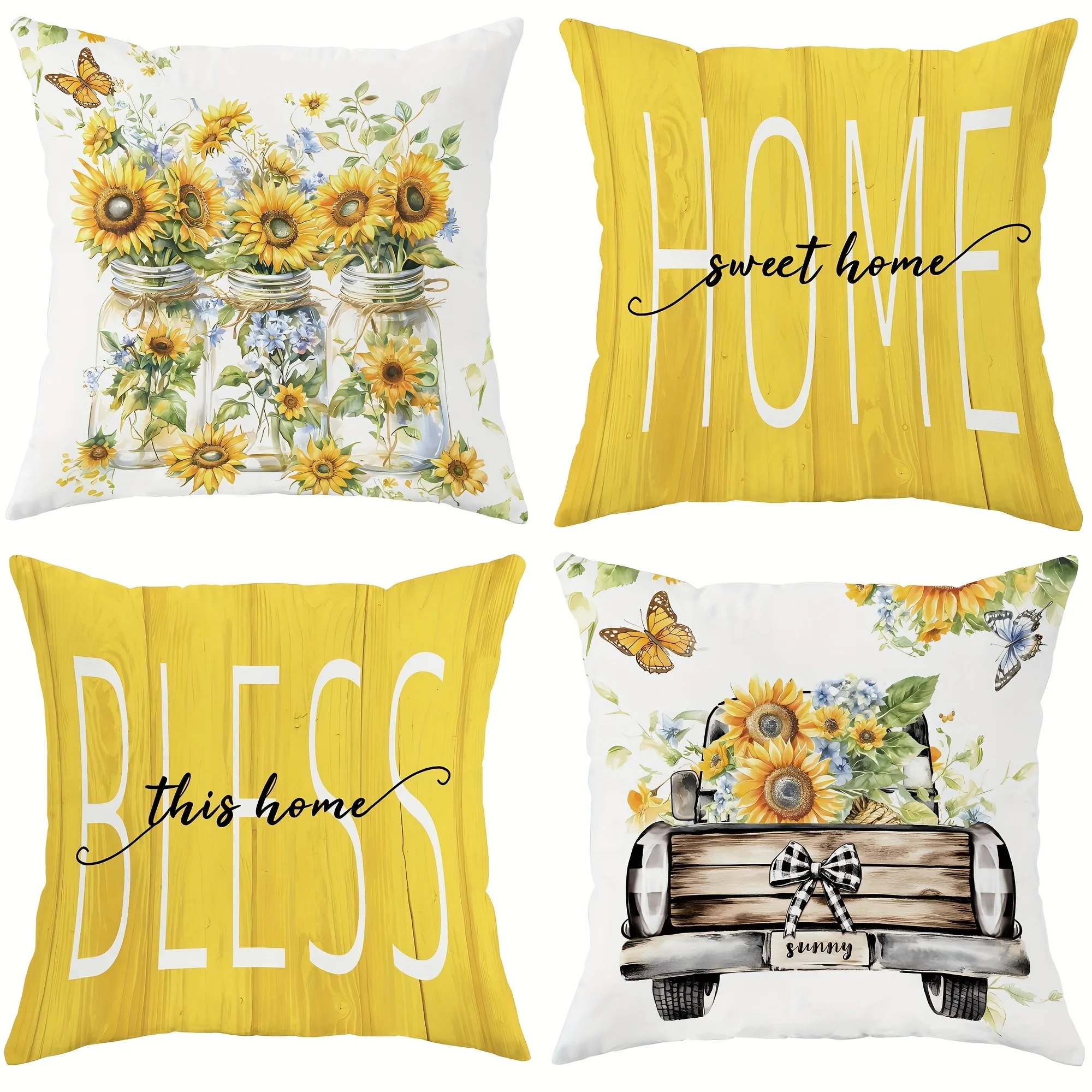 1pcs Sunflower - themed Decorative Pillow Cover, Bring Sweet Home Blessings,Sofa cushion cover, room decoration