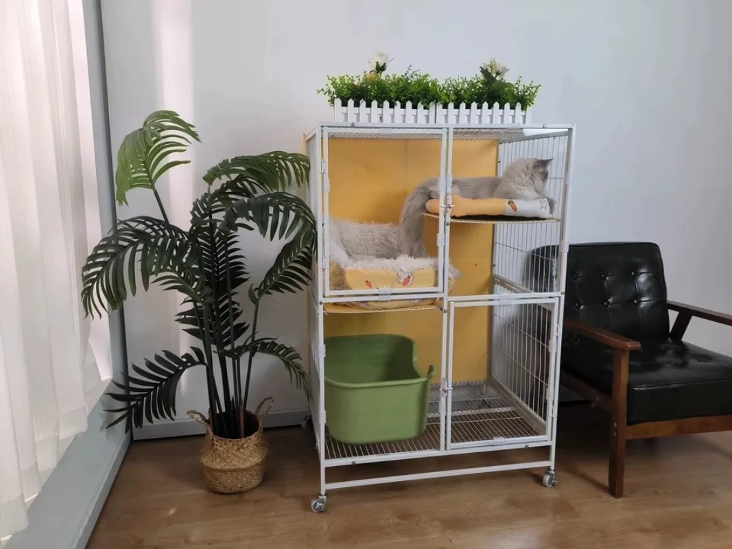 For Cat Cage Household Indoor Villa Large Free Space Double Layer With Toilet Integrated