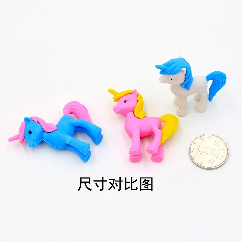 Imagem -05 - Eraser Pônei Criativo dos Desenhos Animados Papelaria Bonito Estudante Animal Atacado 24 Pcs