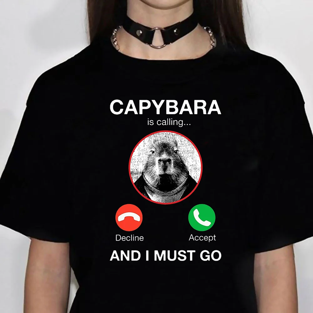 Kapibara Capybara t-shirts women summer anime Y2K tshirt girl manga clothing
