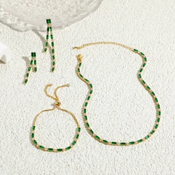 Waterproof Choker Iced Out Tennis Chain Necklace Bracelet For Women Luxury Cubic Zircon Crystal Hiphop Accessories Jewelry Set