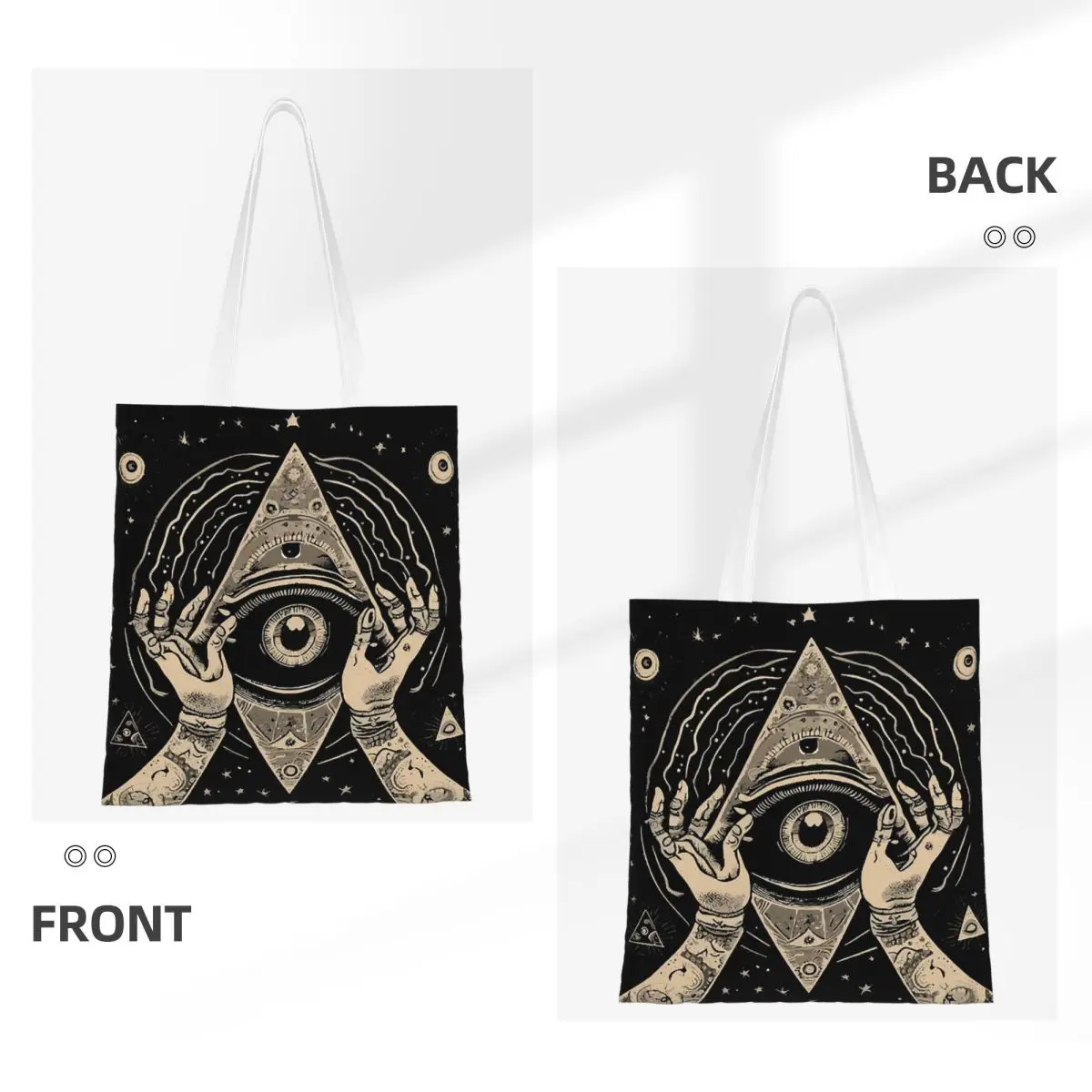 Illuminati All Seeing Eye Boodschappentassen Canvas De draagtas Opvouwbaar voor meisjes Schoudertas Reishandtas