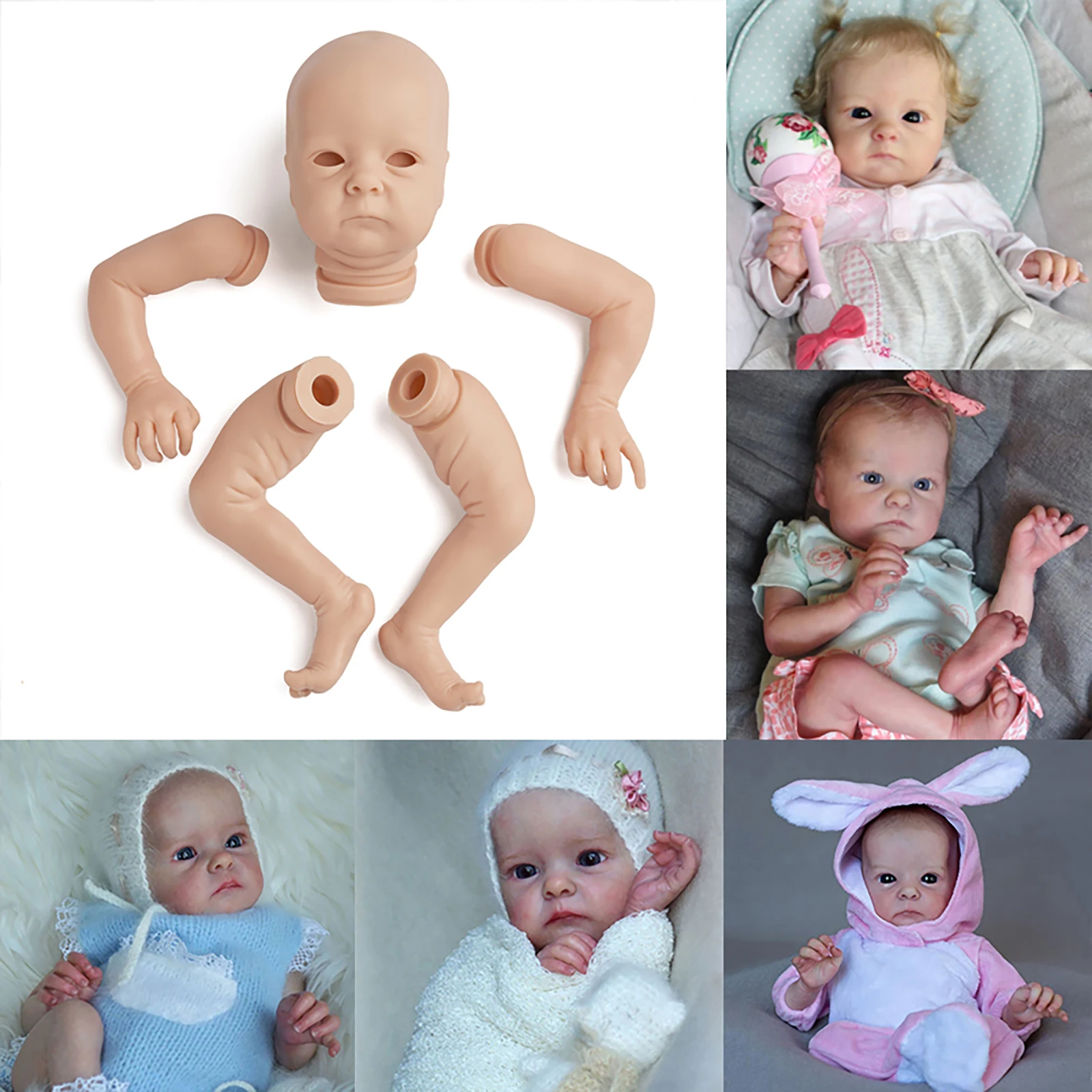 Tink Blank Reborn Kit Vinyl Unpainted Unfinished Blank Reborn Doll Parts DIY Blank Kit DIY 3D Painted Reborn Kit Blue Eyes