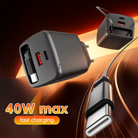 3-Port 40W USB Type C Charger With 70CM Retractable Cable Fast Charging Mobile Phone Charger EU Plug Adapter for iphone 15 16