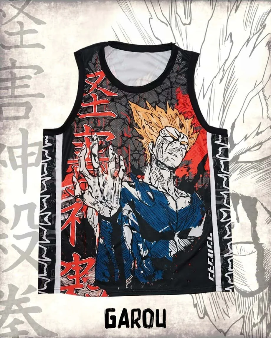 Anime 3D Full Printed Mesh Vest, Loose and Breathable Sleeveless Sports T-shirt, Unisex Sleeveless Sports Casual Top