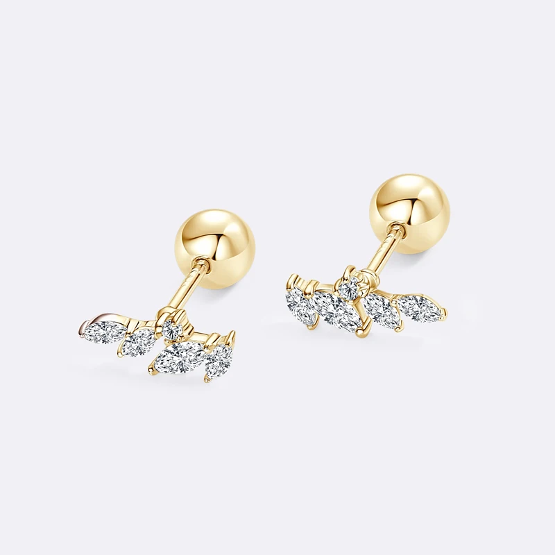 IOGOU 0.27cttw Full Moissanite Diamond Leaf-Shaped Stud Earrings for Women 2024 Trend Unique 100% Silver 925 Wedding Jewelry