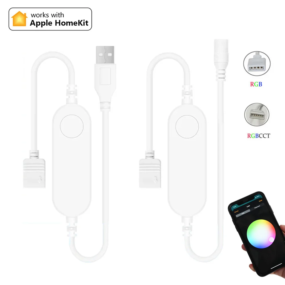 Homekit WiFi Smart LED Controller Dimmer 5V USB DC 12V 24V Siri Voice Control for RGB RGB+CCT RGBCW Strip Light 4 Pin 6 Pin