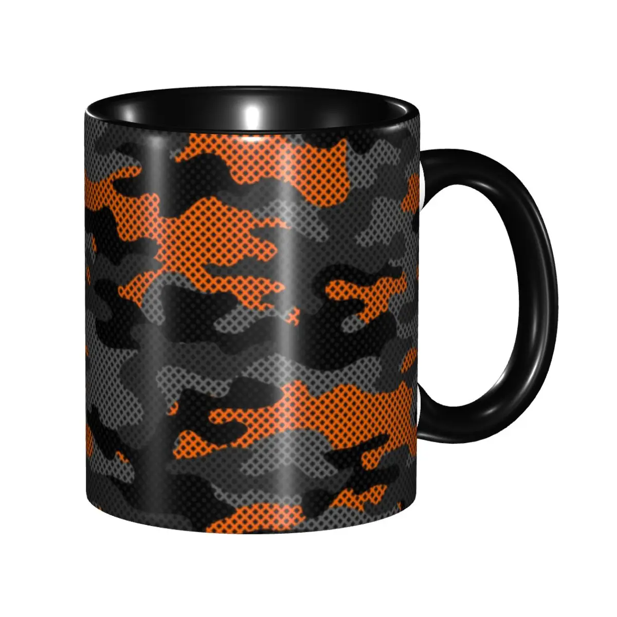 

Personalized Camouflage Dark Black Orange Camo Coffee Mugs DIY Ceramic Milk Tea Cup